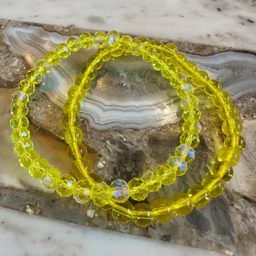 3060 Vibrant Yellow Beaded Bracelet Set